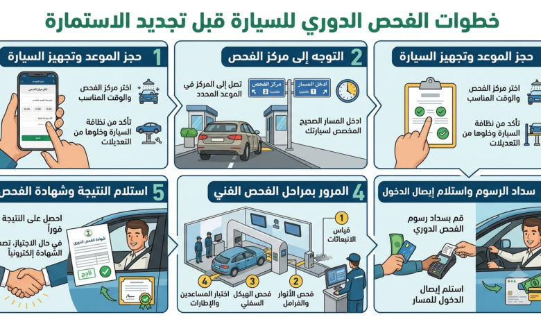 خطوات الفحص الدوري للسيارة قبل تجديد الاستمارة
