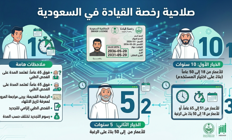 مدة صلاحية رخصة القيادة في السعودية