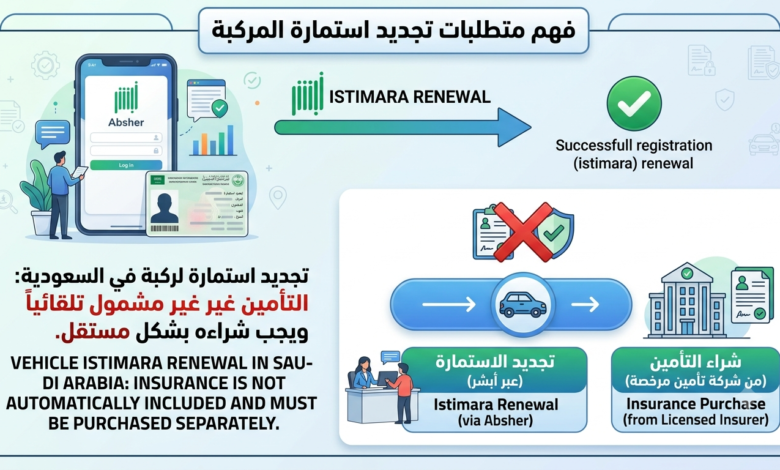 تجديد الاستمارة في السعودية: هل يشمل التأمين تلقائياً؟