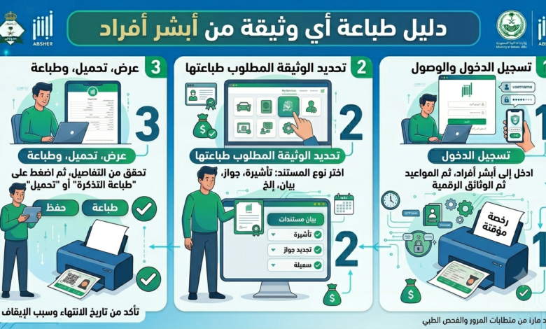 كيف تطبع أي وثيقة من أبشر أفراد