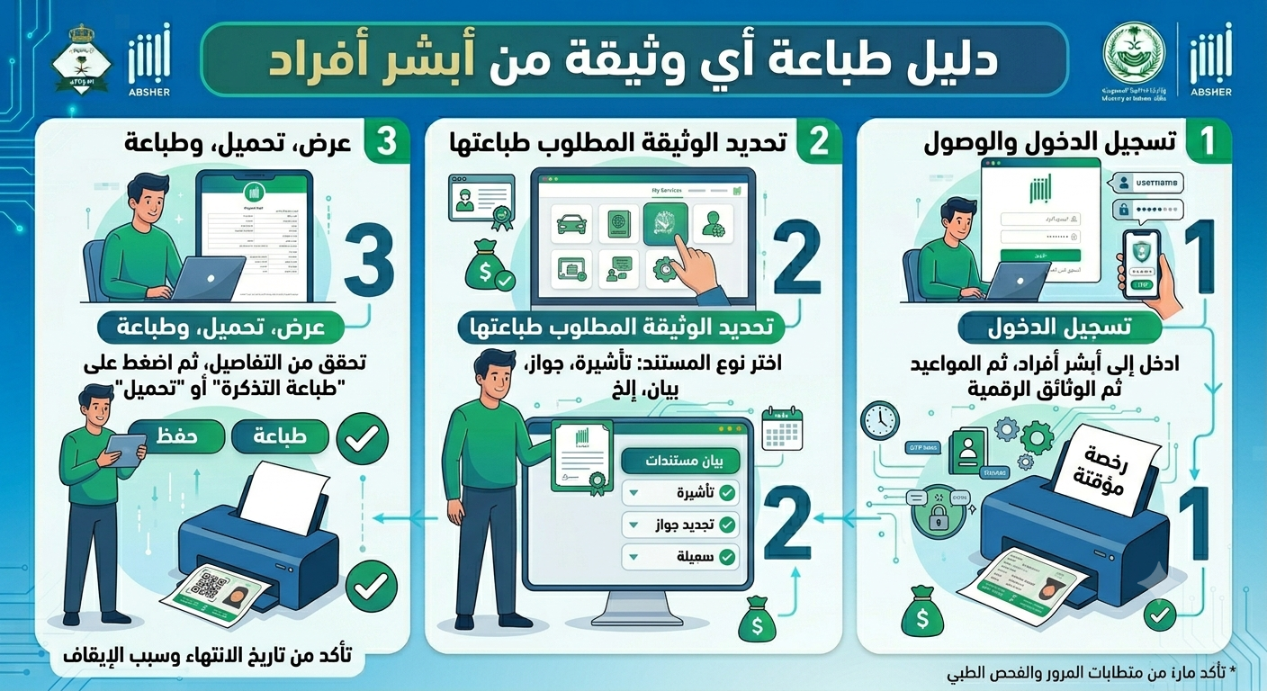 كيف تطبع أي وثيقة من أبشر أفراد